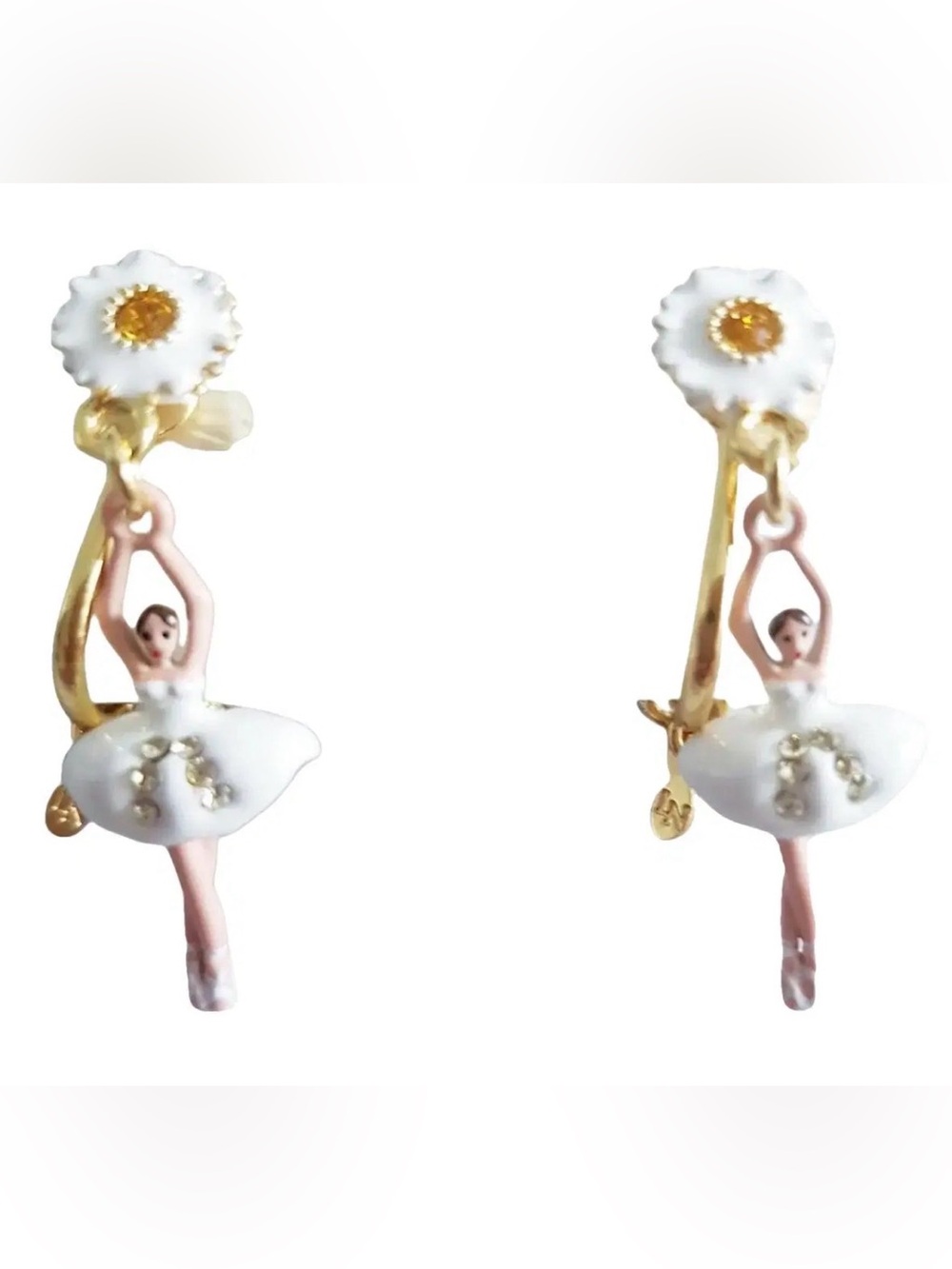 Les Néréides Paris ballerina clip-on earrings mini pas de deux new